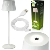 LUMILED LED-puutarhavalaisin, seisova, koristeellinen, pöytävalaisin, yövalaisin, USB, himmennettävä, kosketusvalaisin, valkoinen, FIORA
