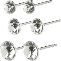 Pilgrim Millie Crystal Earrings, 3-In-1 Set - Silver - ONE SIZE