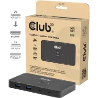 Club 3D USB-C KVM-kytkin, HDMI 4K60Hz + 3x USB-A 5 Gbps + PD 100W, musta
