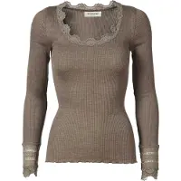 Rosemunde Rwbenita Silk Ls O-Neck Lace T-Shir - Brown - XS