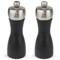 Peugeot Fidji Set of Salt and Pepper Mills in Wood and Stainless Steel Black 15 cm