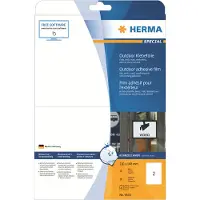 Herma 9535, Valkoinen, Itse kiinnittyvä tulostintarra, A4, Polyolefiini, Laser, Kiinteä