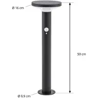 PRIOS LED-aurinkokäyttöinen jalkavalaisin Kalen, musta, 50 cm, liiketunnistin Kalen, Musta, Metalli, Moderni