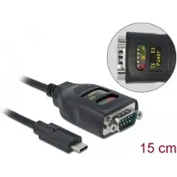 DeLOCK 64038, Musta, 0,15 m, USB Type-C, RS-232 DB9, Uros, Uros