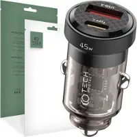 4kom.pl CC45W kaksiliitäntäinen autolaturi - 45W, USB-C, USB-A - musta