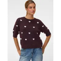 Vero Moda Neulepaita 'VMDoffy Intarsia' viininpunainen / valkoinen