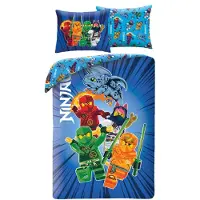 Halantex SP. z.o.o. Vuodevaatteet 140x200 Lego Ninjago Sininen Lapsille Pojille