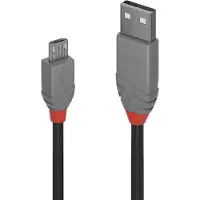 Lindy -kaapeli 0,2 m USB 2.0 Type A - Micro-B, Anthra Line, 36730