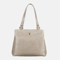 Wojewodzic OLIVIA - Beige lakkakuvioinen krokotiililaukku