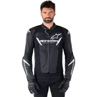 Alpinestars Faster V3 -Yhd. Nahkaa Takki Musta/Valkoinen Miehet, size 58