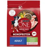 Purina ONE Adult Medium/Maxi Monoprotein Rich in Turkey, Koiran kuivaruoka, Sensitive, 2,5 kg