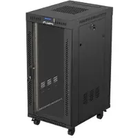 Lanberg FF01-6824-12BL, Itseseisova teline, 24U, 1200 kg, Näppäinlukko, Kotelon kiskot, Castor-pyörät