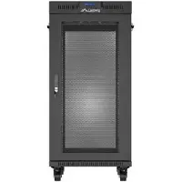 Lanberg FF01-6824-23BL, Itseseisova teline, 24U, 1200 kg, Kotelon kiskot, Tehostunut kaapelinhallinta, Castor-pyörät
