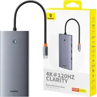 Baseus Keskitin 13in1 PortalJoy USB-C - HDMI+DP+VGA+C+USB+PD+RJ45+SD/TF+3.5mm (harmaa)
