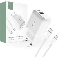 Tech-Protect C20W 2-PORTTISEN VERKKOLATARI PD20W/QC3.0 + C-TYPE-KAAPELI VALKOINEN