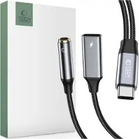 Tech-Protect UltraBoost USB-C – 3,5 mm & USB-C adapteri 60W - Musta