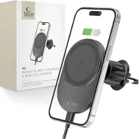 Tech-Protect MM15W-V1 MAGNEETTINEN MAGSAFE-TUULETUSAUKO AUTOTELINE LANGATON LATURI 15W MUSTA