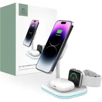 Tech-Protect QI15W-A27 3IN1 MAGNEETTINEN MAGSAFE LANGATON LATURI VALKOINEN