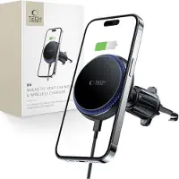 Tech-Protect MM15W-V4 MAGNEETTINEN MAGSAFE-TUULETUSAUKO AUTOTELINE LANGATON LATURI 15W MUSTA
