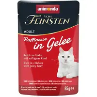 Animonda Vom Feinsten 48x85g Vom Feinsten Adult Raffinesse hyytelössä kana & naudanliha Animonda kissan märkäruoka