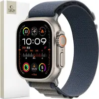 Tech-Protect Apple Watch Series Ultra 3/2/Ultra/11/10/9/8/SE 3/(2022)/7/SE/6/5/4/3/2/1 Nylon Pro -ranneke - 49mm/46mm/45mm/44mm/42mm - laivastonsininen / harmaa