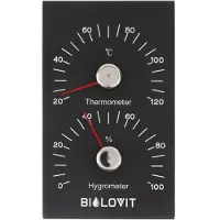 Bilovit musta lämpömittari kosteusmittarilla saunaan