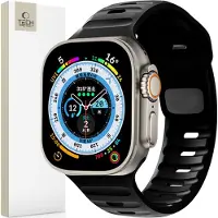 Tech-Protect Apple Watch Series Ultra 3/2/Ultra/11/10/9/8/SE 3/(2022)/7/SE/6/5/4/3/2/1 IconBand Line Silikoniranneke - 49mm/46mm/45mm/44mm/42mm - Musta