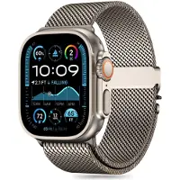 Tech-Protect Apple Watch Series Ultra 3/2/Ultra/11/10/9/8/7/6/SE 3/(2022)/SE Milano -ranneke - 49mm/46mm/45mm/44mm - Titaani
