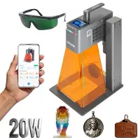 Vevor 2-in-1 kaksoislaserkaiverruslaite, 10 000 mm/s nopea, kannettava 20 W sininen ja 2 W infrapunalaserkaiverruslaite, 160 x 140 mm kaiverrusalue, manuaalinen ja automaattinen tarkennus, tee-se-itse
