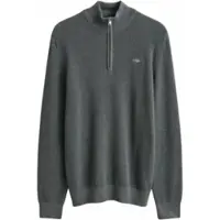 Gant Waffle Knit Half-Zip Sweater - Grey - S