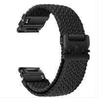 INF Joustava nailonpunottu kellon ranneke, yhteensopiva Garmin Fenix 8/7X Pro/955/965 -sarjan kanssa, pikalukittava magneettisolki Black 26 mm