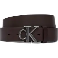 Calvin Klein Vyö 'Smooth Monogram Buckle' tummanruskea
