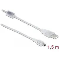 DeLOCK – Cable USB 2.0 Type-A male > USB 2.0 Mini-B male 1.5 m transparent (83906)