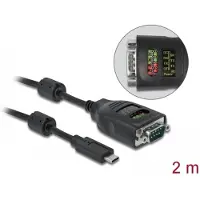 DeLOCK 90414, Musta, 2 m, USB Type-C, RS-232 DB9, Uros, Uros
