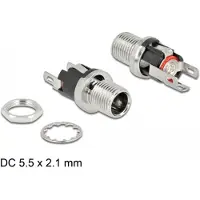 DeLOCK 90056, DC 5.5 x 2.1 x 12 mm M8*P0.75, Kromi, Naaras, Suora, Kupari, Nikkeli