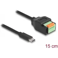 DeLOCK 66066, 0,15 m, USB C, 5-pin terminal block, USB 2.0, Musta