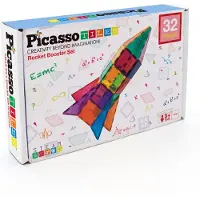 PicassoTiles Picasso Rocket Booster Magnetic Tiles 32-osainen magneettinen rakennussarja
