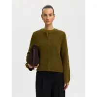 Selected Slwlulu New Ls Knit Cardigan Noos - Khaki green - XL