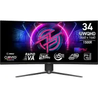 MSI MPG 346CQRFDE X24, 86,4 cm (34"), 3444 x 1440 pikseliä, UltraWide Quad HD, LED, 0,5 ms, Musta (9S6-3DD94M-002)
