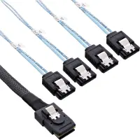 Intos InLine Mini SAS - 4x SATA Crossover Forward OCF -kaapeli, 0,75 m, musta