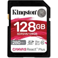 Kingston 128 GB CANVAS REACT PLUS V60 SD, UHS-II, U3, V60 (280R/100W) (SDR2V6/128GB)