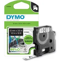 Dymo D1 -joustava nailonteippi 12 mm x 3,5 m, musta valkoisella pohjalla