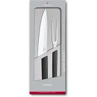 Victorinox Swiss Modern carving knife and meat fork, black