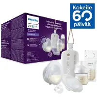 Philips Avent SCF543/11 Hands-free rintapumppu yhdellä keruukupilla + tuttipullo 125ml + 25 rintamaitopussia