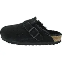 Birkenstock for woman. 259883 Boston Shearling Leather Clogs (Narrow Fit) black (40), Flat, Suede, None, Casual