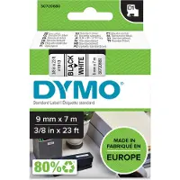 Dymo Tape D1 9 mm, musta valkoisella pohjalla