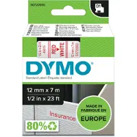 Dymo D1 -teippi 12 mm x 7 m, punainen valkoisella pohjalla