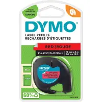 Dymo LT Muovi, Musta punaisella, Polyesteri, Belgia, , LetraTag 100T, LetraTag 100H, 1,2 cm (S0721630)