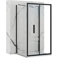 REA Rapid Fold Black Seinään Kiinnitettävä Suihkukaappi 90x80