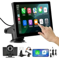 Vevor langaton autostereo, 228,6 mm HD kannettava radio kosketusnäytöllä Apple CarPlaylla ja Android Autolla, CarPlay-näyttö etu- ja peruutuskameroilla, ääniohjaus, Mirror Link, Bluetooth, GPS-navigoi